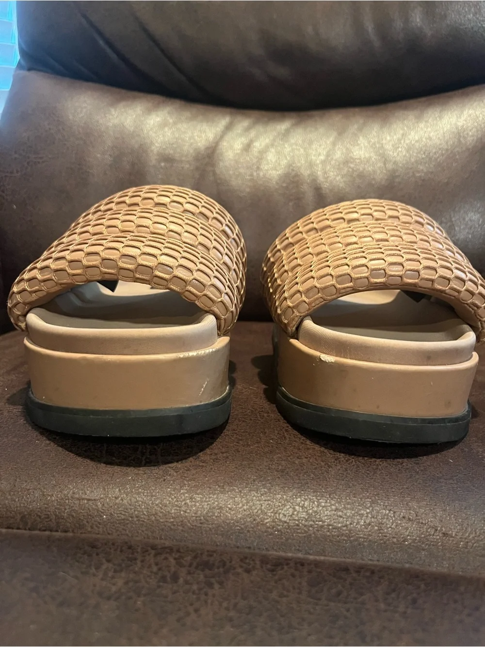 ROAM Padded Triple-Strap Slide Sandals in Taupe